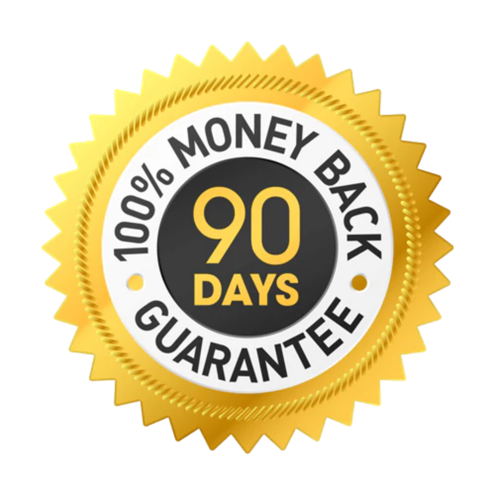 90-day money-back guarantee seal